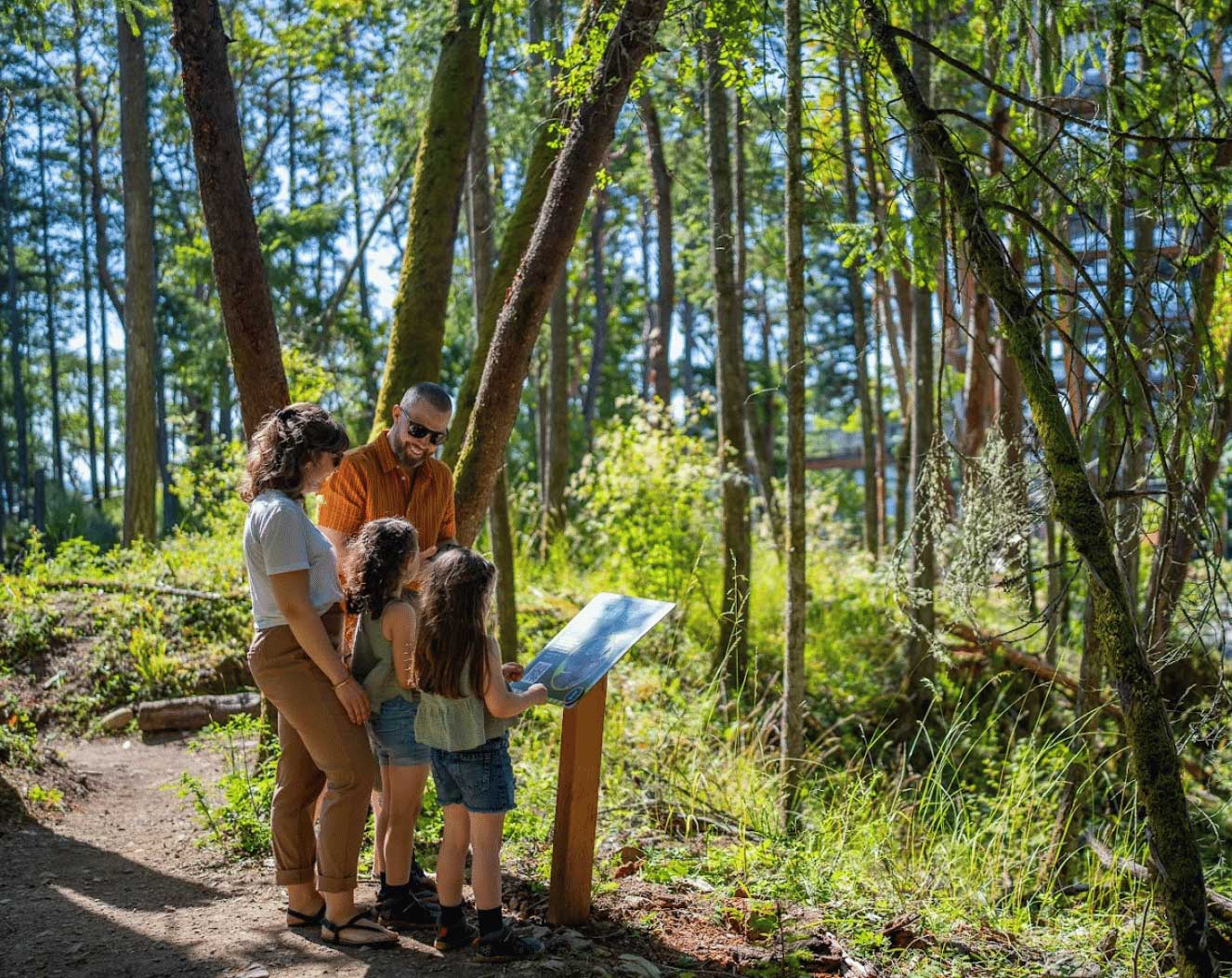 Family on Luke's Lane nature Trail at Malahat SkyWalk